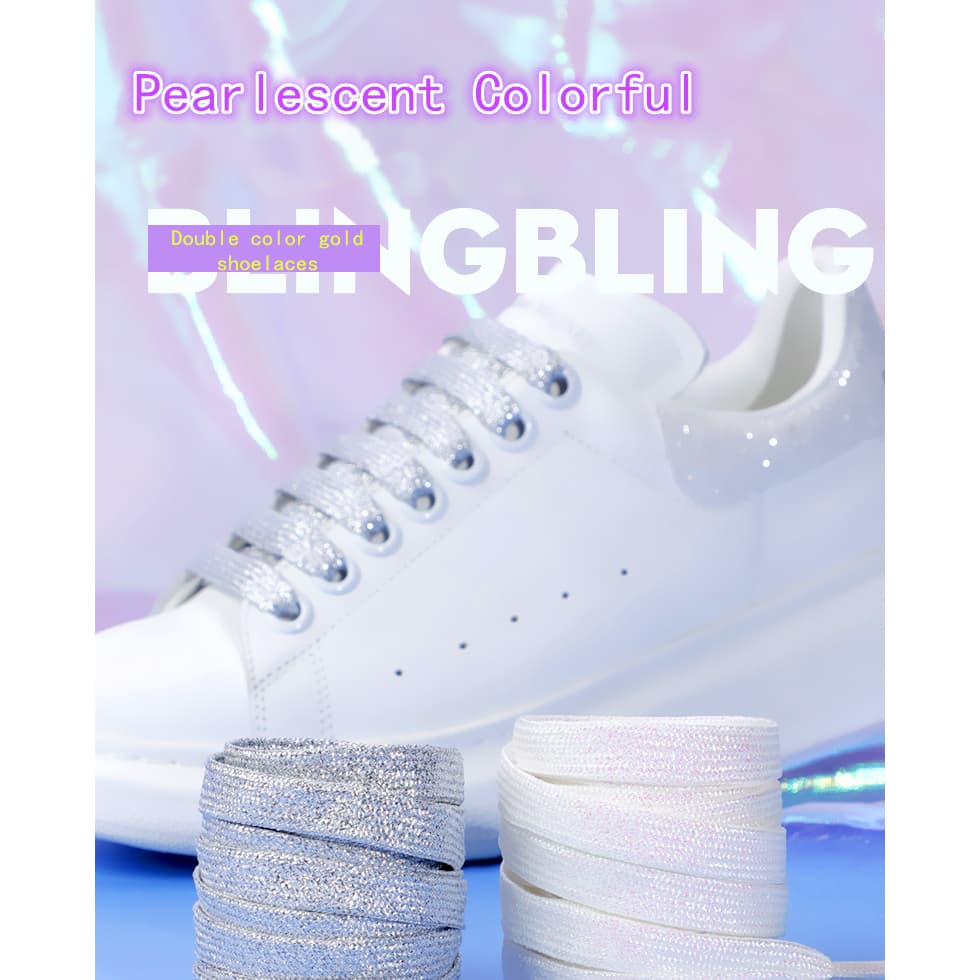 Cadarço glitter 0,90m 90cm tenis Brilho brilhante Glitter Prata Dourado juvenil