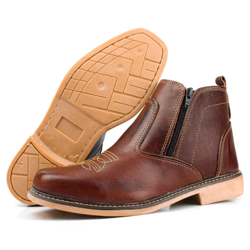 bota de ziper para trabalho e passeio couro 100% oferta