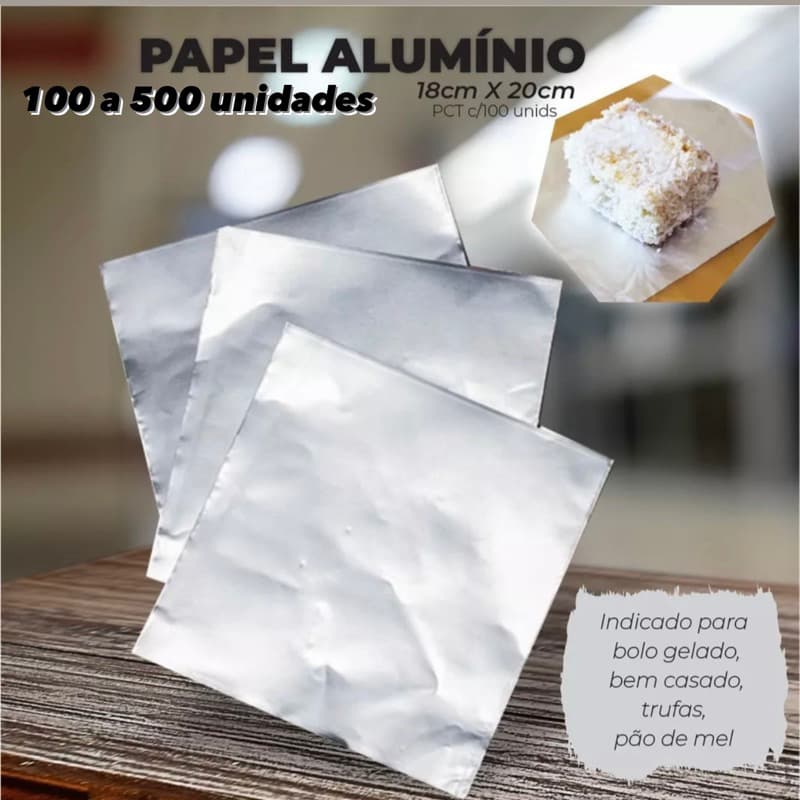 KIT embalagem Bolo Gelado pão de mel Alumínio Papel Chumbo cortado 18x20 (CHOCO)