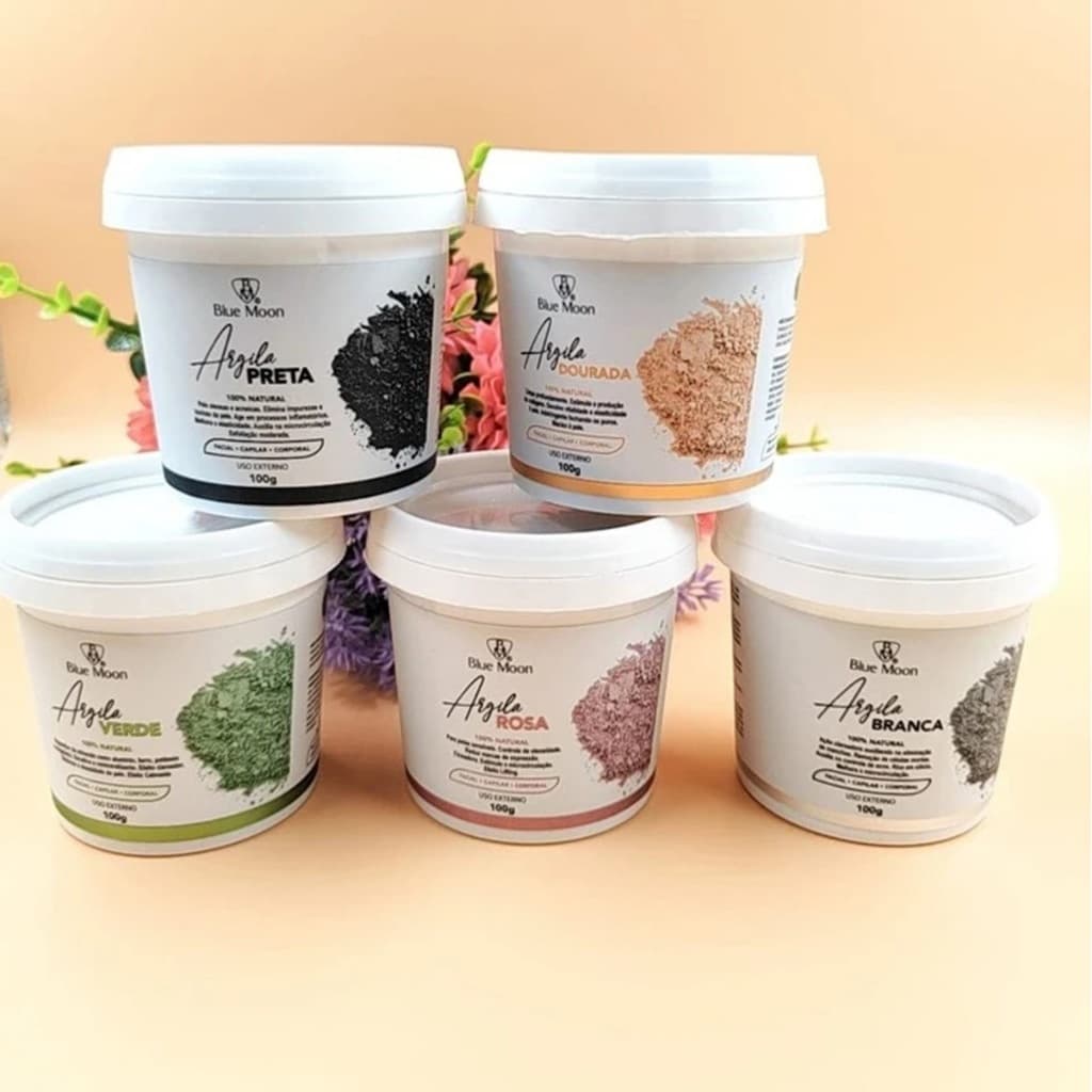 Argila Facial Capilar e Corporal peles Oleosas e Acneicas Elimina Impurezas e Toxinas da pele 100% Natural 100 Gramas Blue Moon