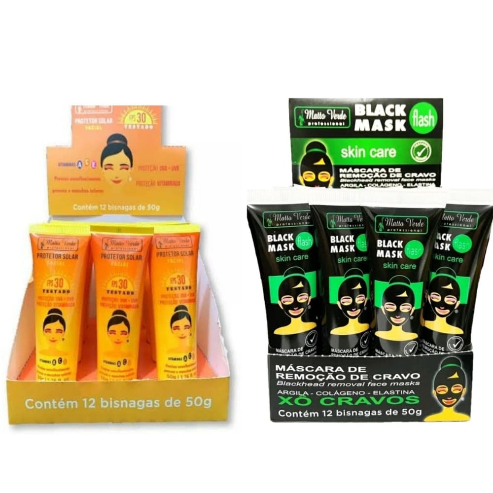 Kit 10 Máscara Removedora de Cravo + 10 Protetor Solar FPS 30 Revenda