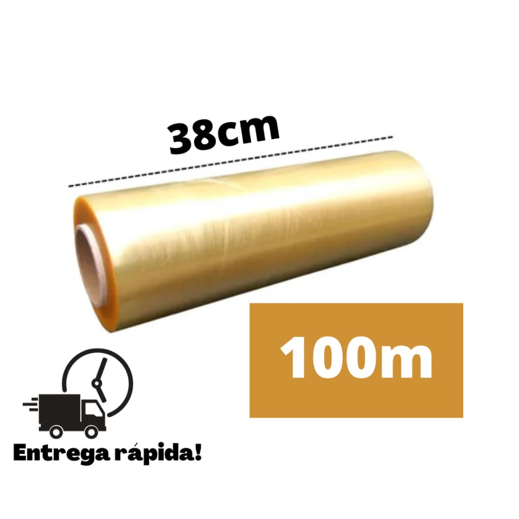 Rolo Bobina Plastico Filme Pvc Esticavel Resistente 38cm X 100m