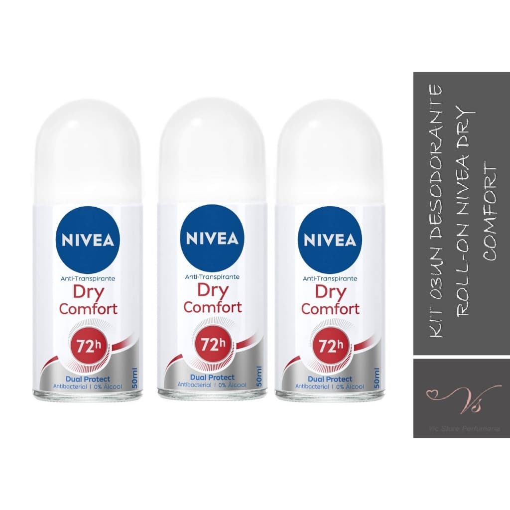 Kit 03un Desodorante Antitranspirante Roll-On Nivea Dry Comfort 72H 50ml