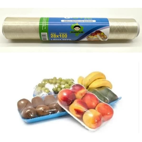 Rolo Filme Pvc Guarufilme 28x100 Metros Bobina Transparente