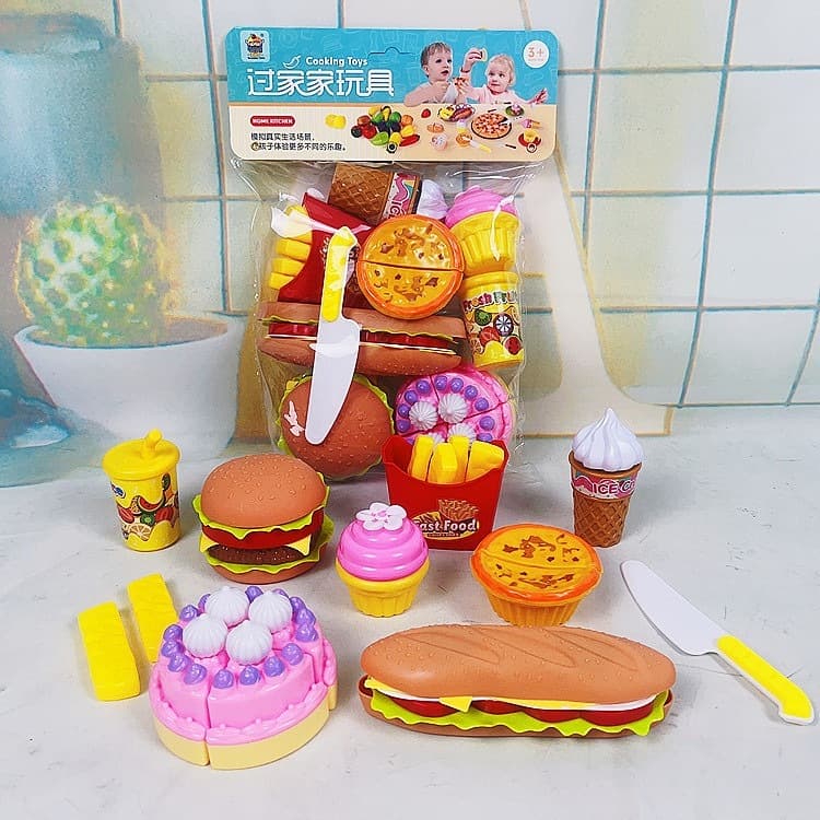 Brinquedo infantil de mini kitchen kit de cozinha,doce,frutas,fast food