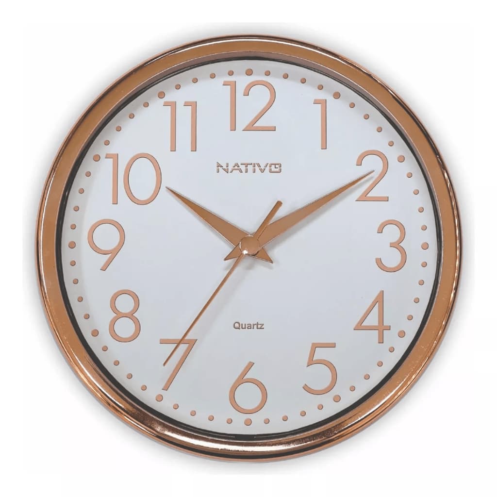 Relógio de parede redondo rosê gold moderno para sala escritório quarto cozinha - nativo