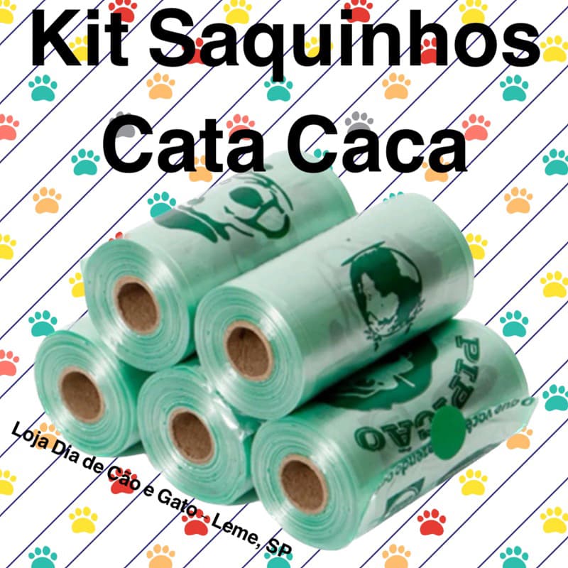 Kit de 10 a 40 Rolos de Saquinhos Biodegradáveis Coleta de Fezes Cata Caca Pipicão