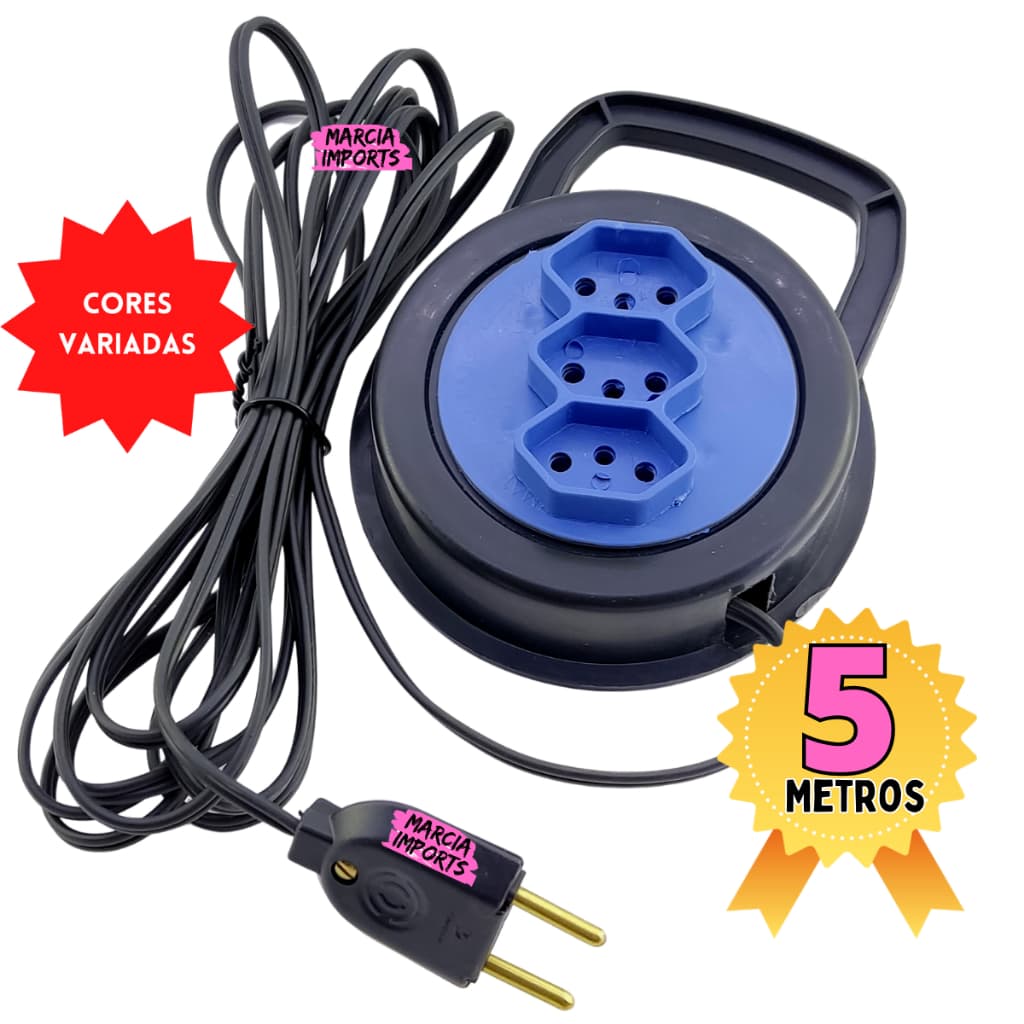 EXTENSÃO ELÉTRICA RETRÁTIL REDONDA 5 METROS PRONTA ENTREGA