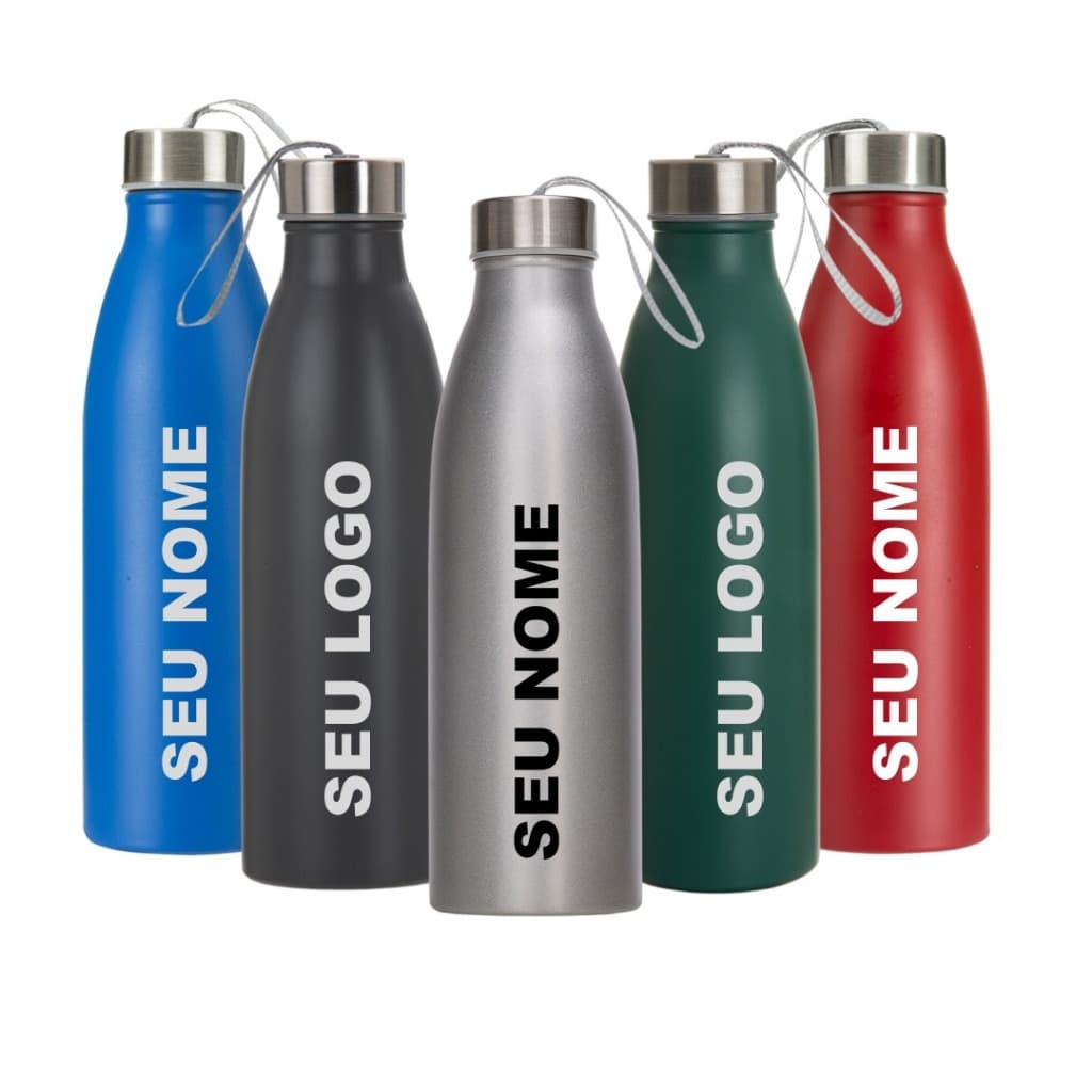 Garrafa Inox de 750ML Personalizada Com Logo - Nome - Frase - Time
