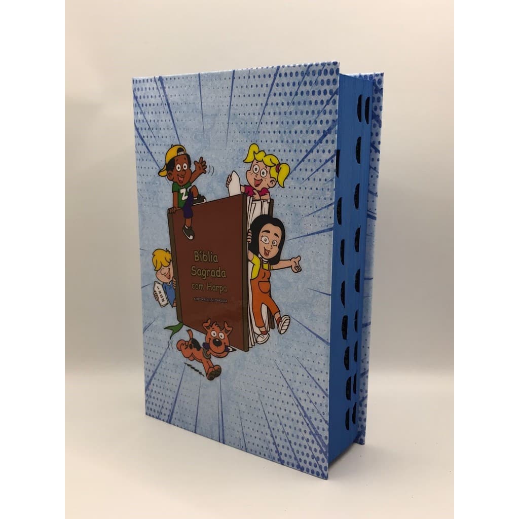 Bíblia Sagrada Tamanho médio 12,5x19 cm Com Harpa palavras de Jesus em Vermelho Crianças de Fé Masculino