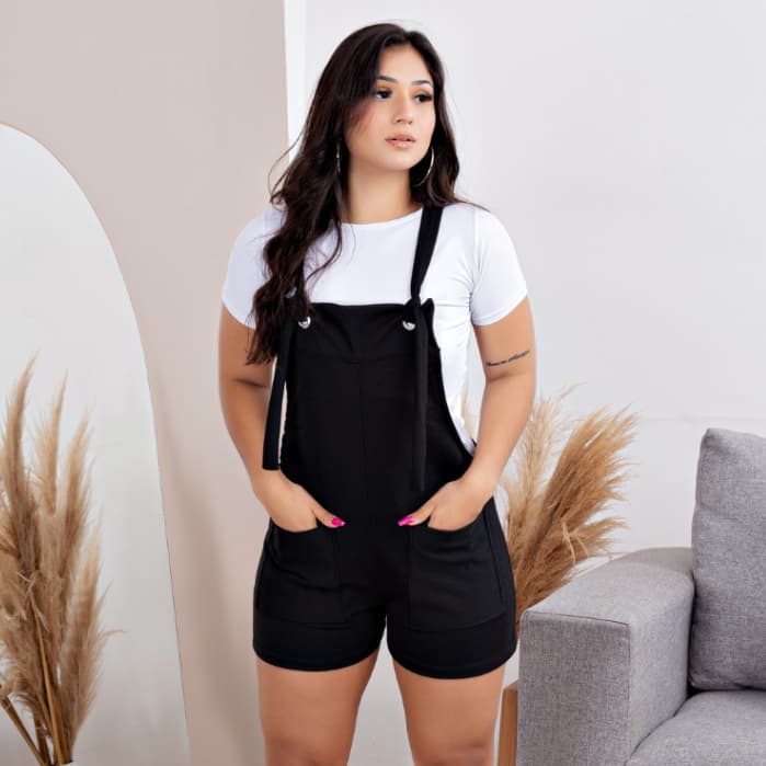 Jardineira Feminina Salopete Com Alças Reguláveis Bolsos Moda Gestante