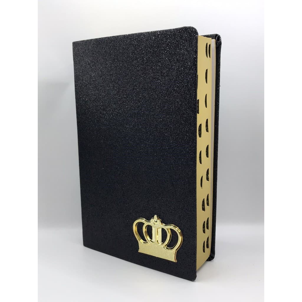 Bíblia Sagrada Tamanho Grande com Harpa Palavras de Jesus em Vermelho Gliter com Coroa