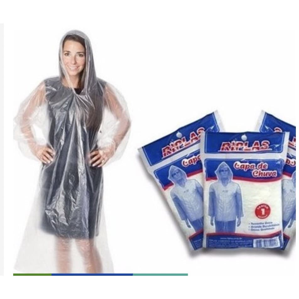 1Capa de Chuva Descartável Sem Cordinha