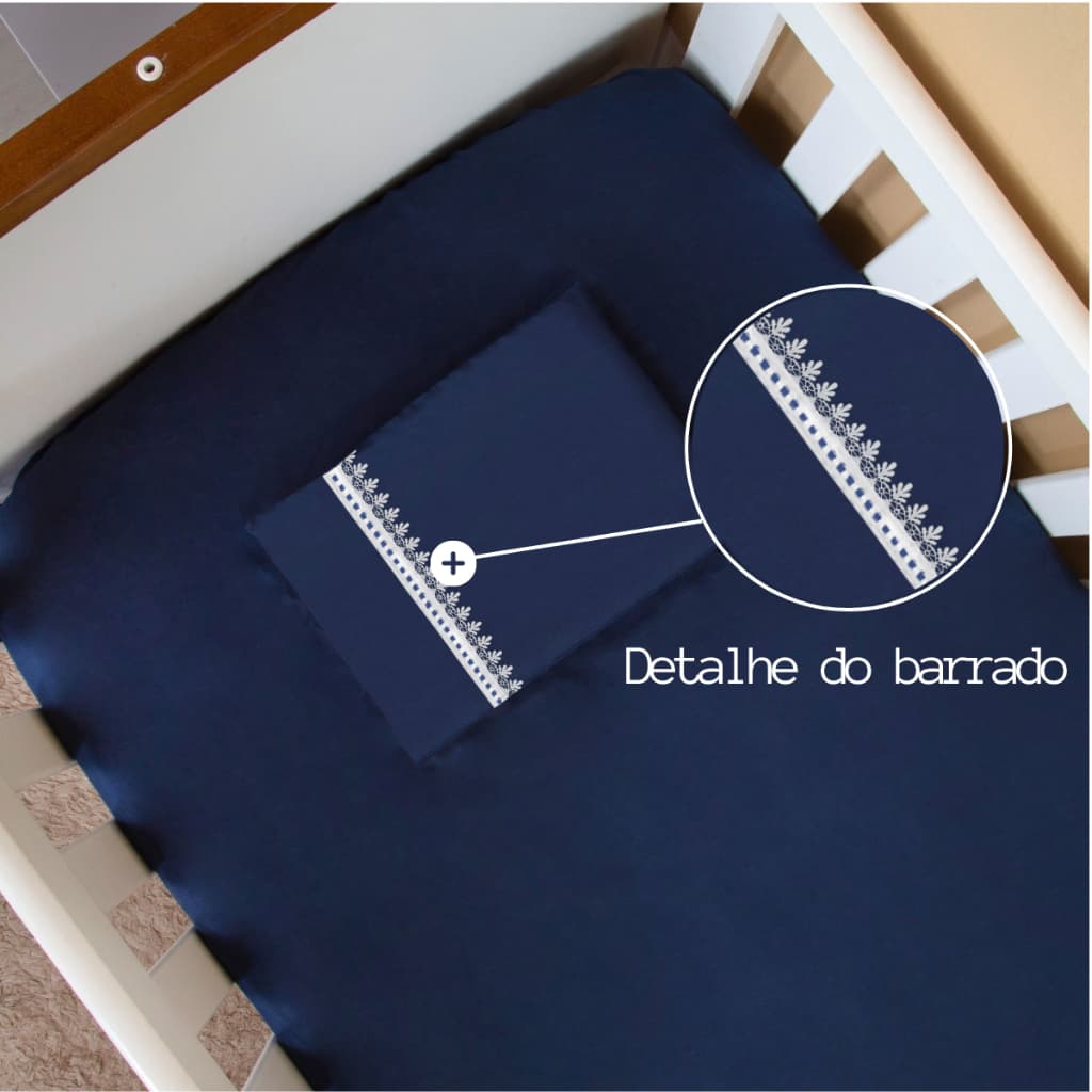 Jogo Lençol 2 Peças Berço Americano Percal 400 fios Acabamento de Grippir Antialérgico