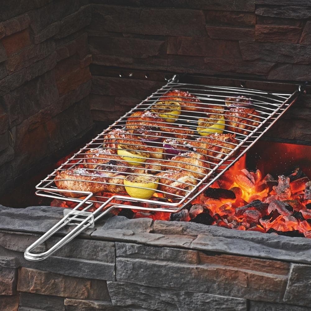 Grelha Dupla Abaulada 70 x 20 para Assar Peixe, frango churrasco