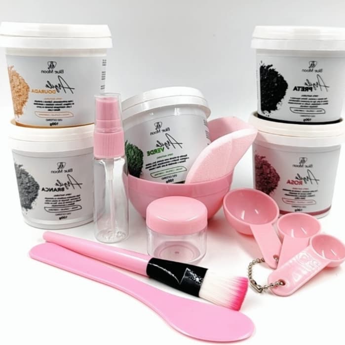 Kit 2-1 Argila Blue Moon  + 1 KIt Com 9 Peças Conjunto de pincéis para máscara facial