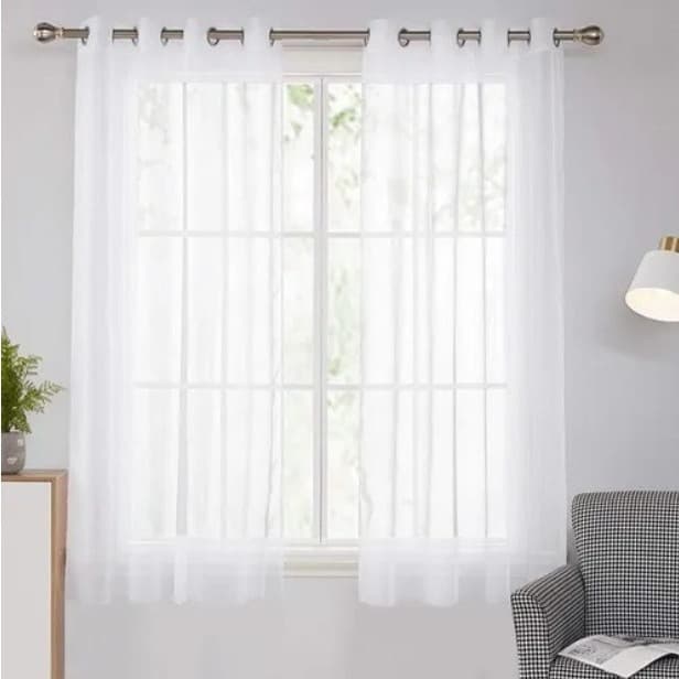 Cortina de Voil Para Cozinha 2,00 X 1,40 Metros Branca Ou Palha Premium - Direto da Fábrica