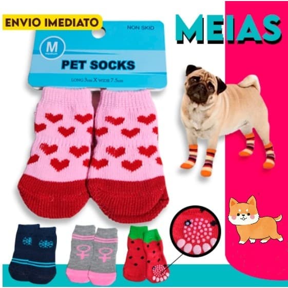 4pçs Meias Anti-Derrapantes Animais De Estimação