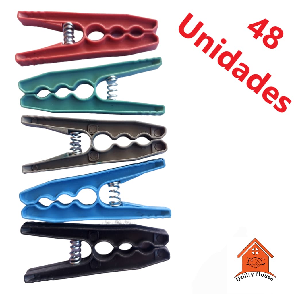 Prendedor Plástico, 48 Unidades, Reforçado Gigante