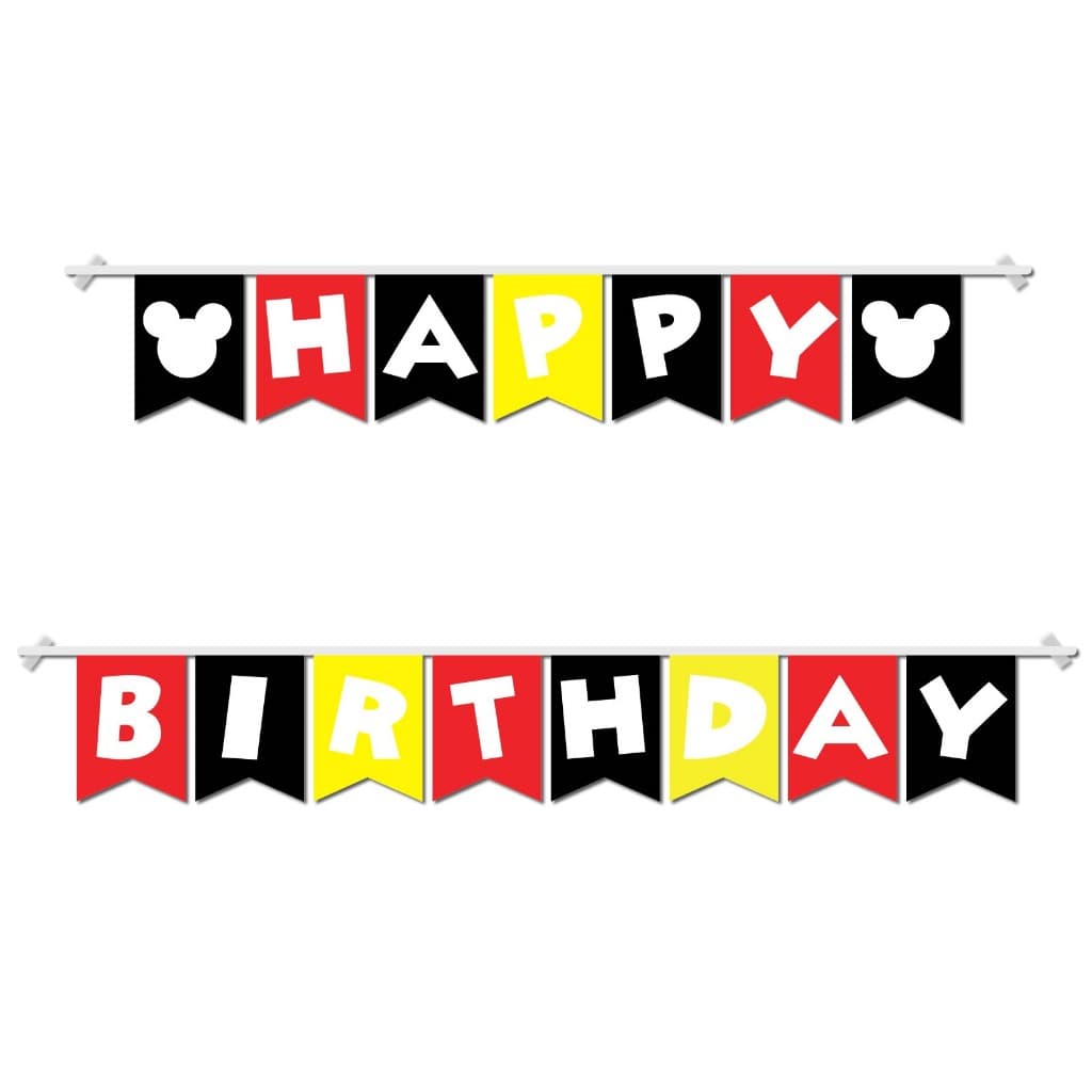 Bandeirola Bandeirinha Varal De Letras Happy Birthday Mickey Minnie