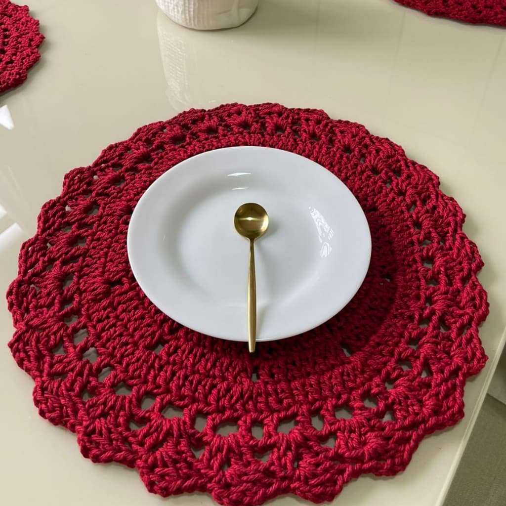 Sousplat De Crochê Kit 4pçs - 6pçs - 8pçs - 10pçs Colorido - Mesa posta Natal