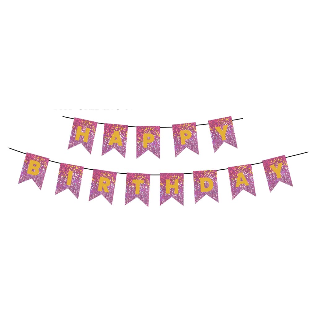 Faixa Decorativa Grande - Happy Birthday Holografico Laser 12x17CM