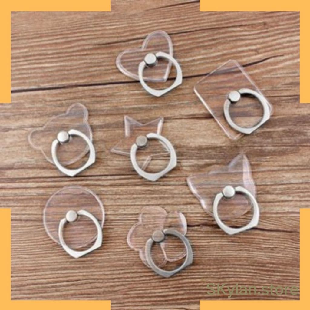 Suporte PopSocket de Anel para Celular de metal Pc Acrílico Cristal Transparente 360 grau