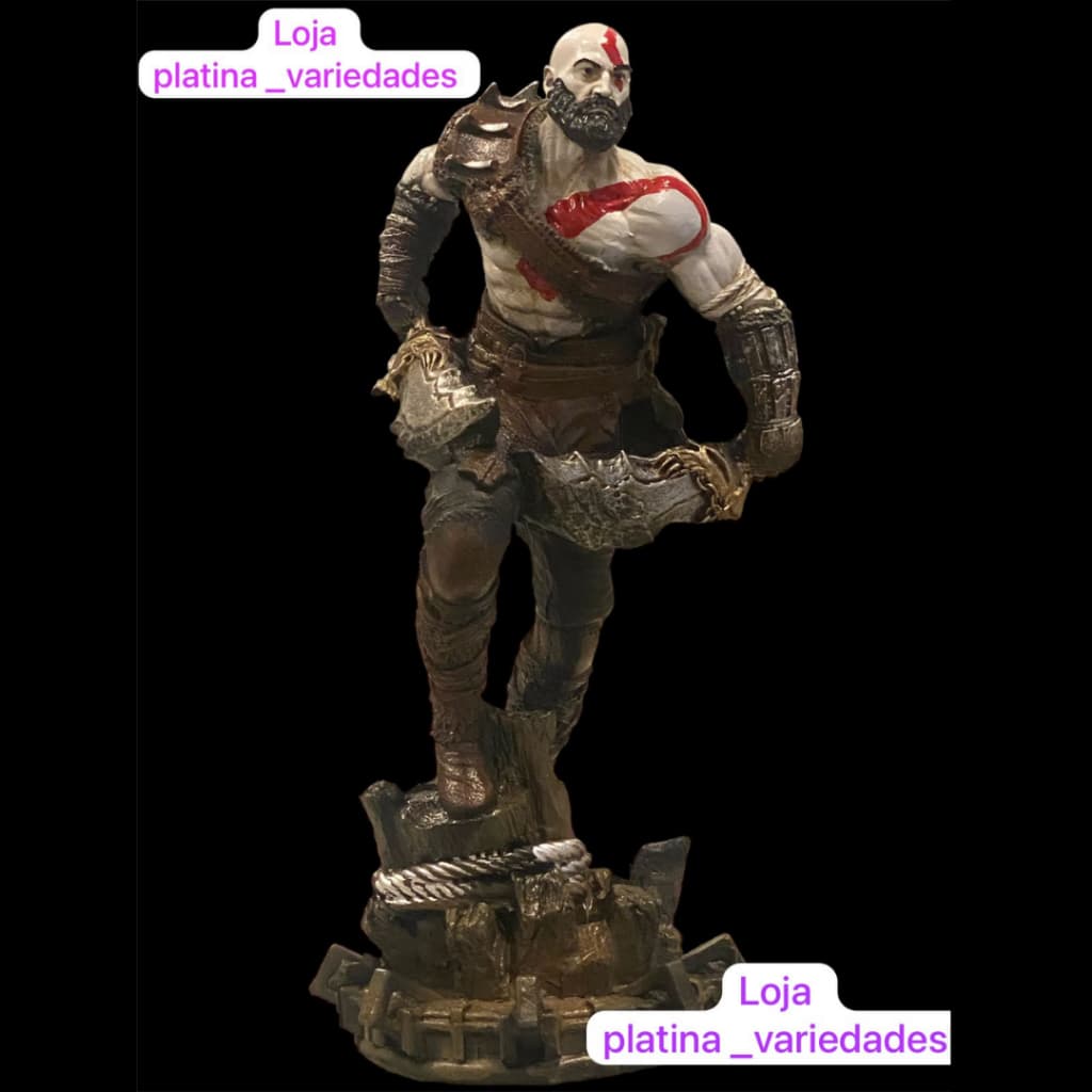 Boneco Colecionável Kratos God of War Grande Lâmina do Caos Estatueta Estátua Action Figure de Resina