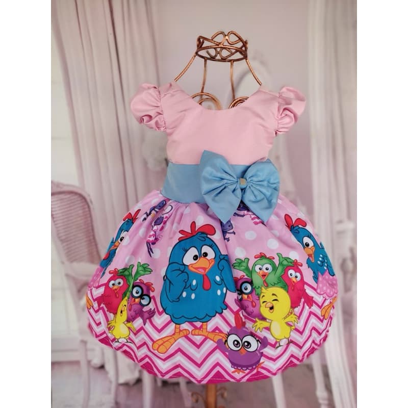 Vestido infantil rodado Galinha  pintadinha rosa alta qualidade