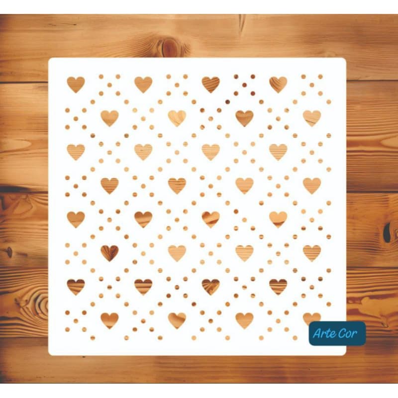 Estencil Mini Corações  20 x 20 cm / n.223 / Confeitaria