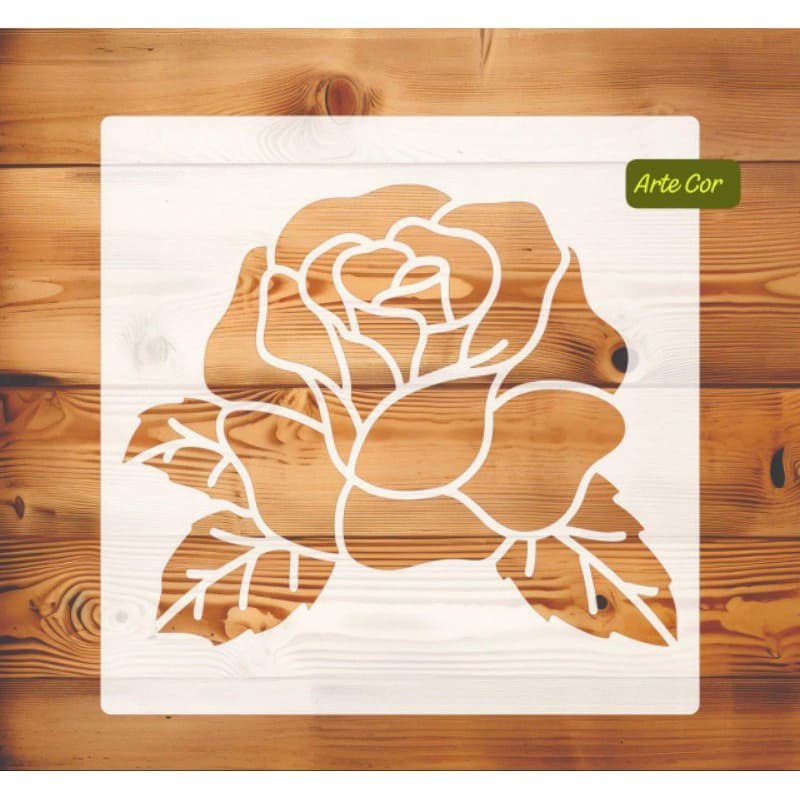 Estencil Pintura Rosa Grande  / 20 x 20 cm / n.222