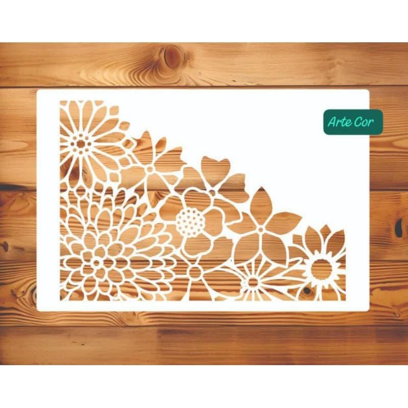 Estencil floral / Molde vazado  flores n.42 com 20 x 30 cm