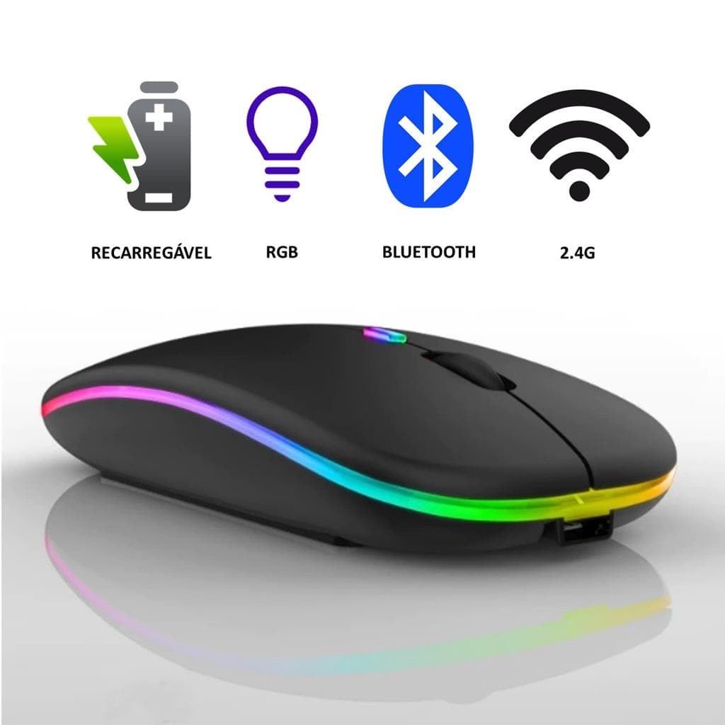 Mouse Bluetooth Bateria Interna Recarregável Longa Duração