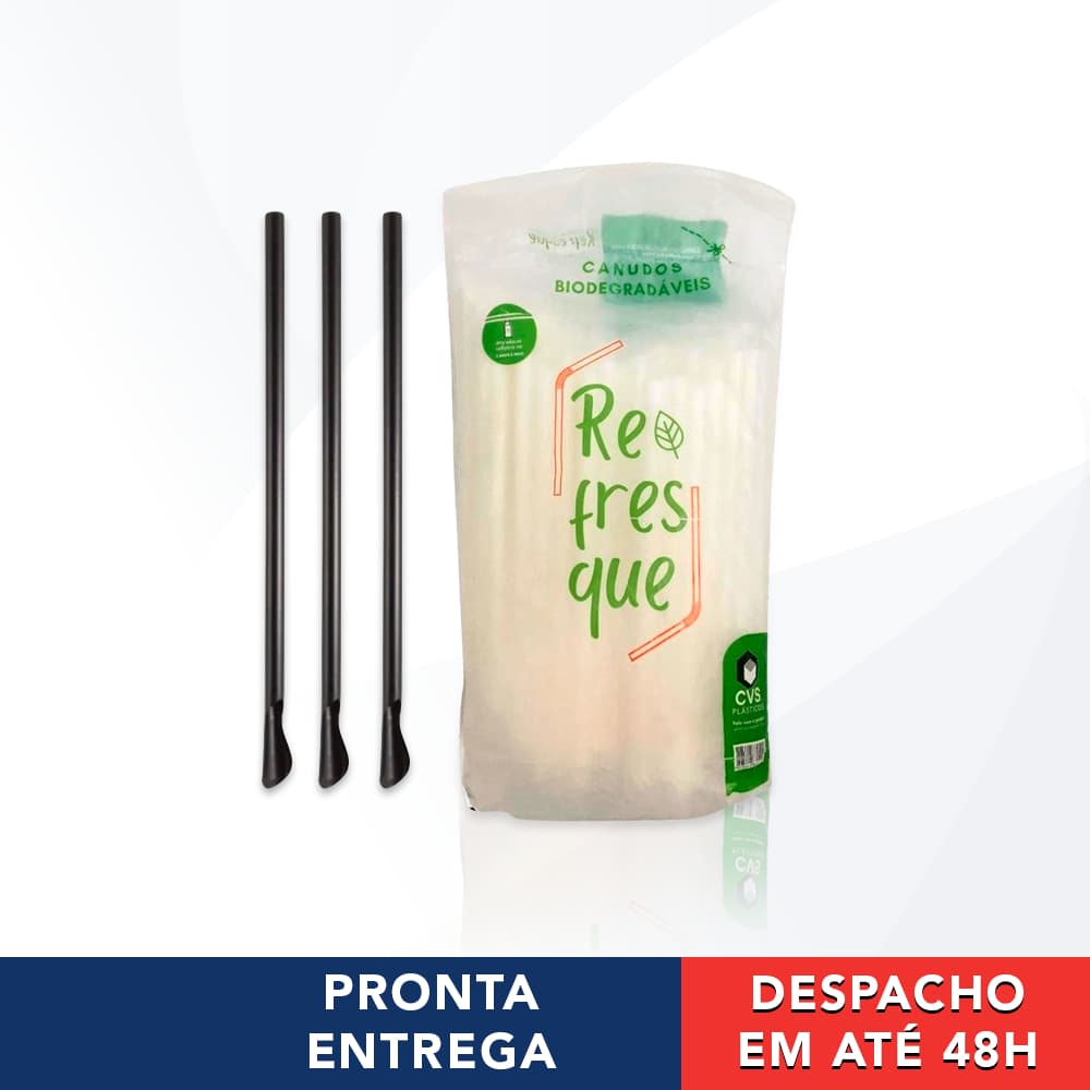 300 Canudos De Plástico Mexedor Para Drinks Biodegradável Preto - Refresque  ‌