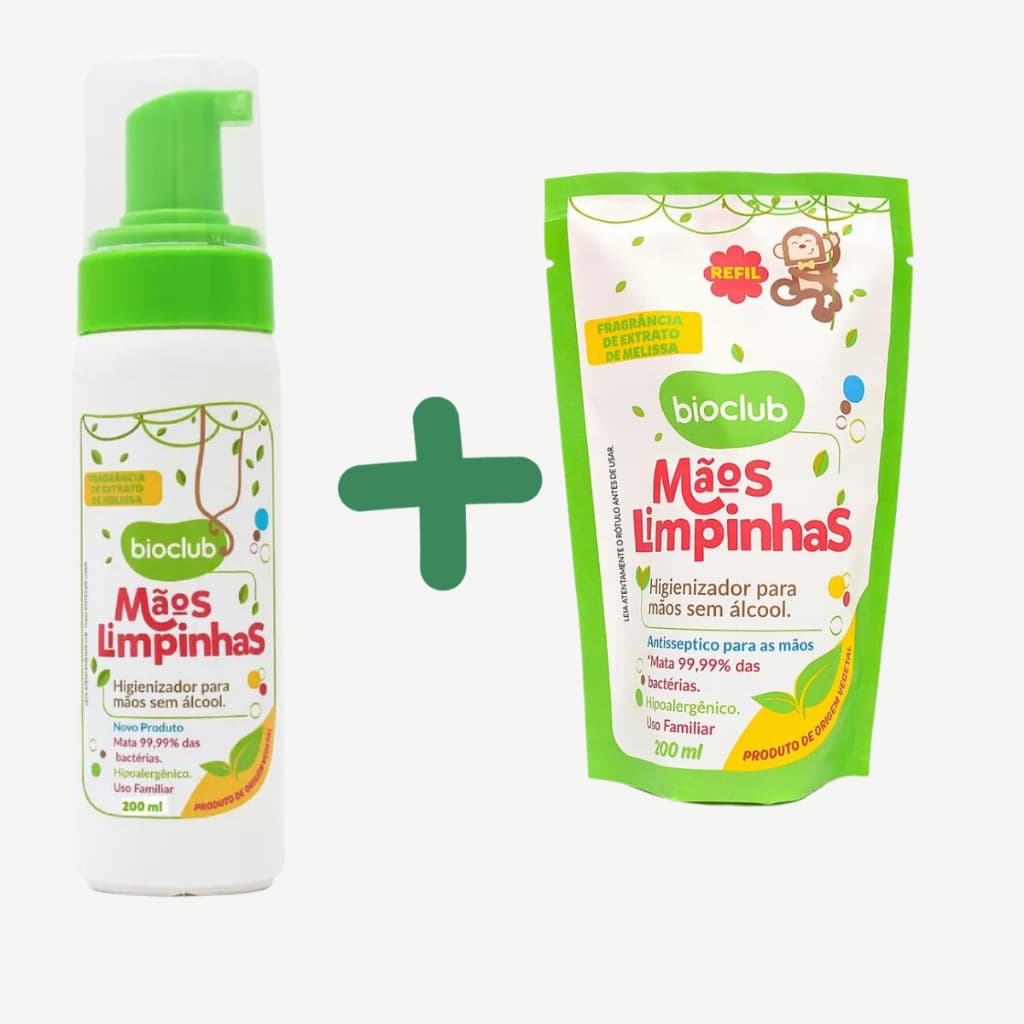 Kit Higienizador de Mãos Sem Álcool - Mãos Limpinhas Bioclub