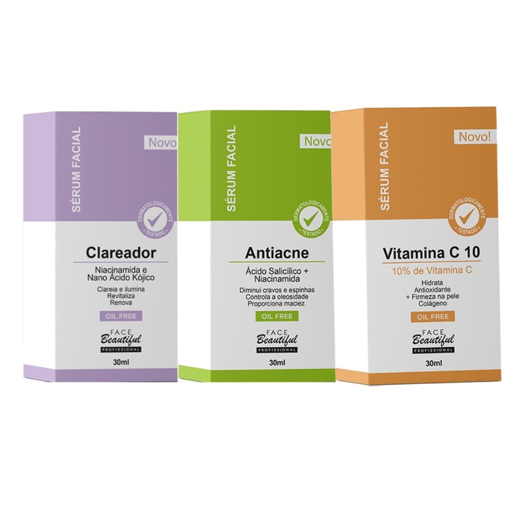 Kit 3 Séruns Oil Free Facial Face Beautiful