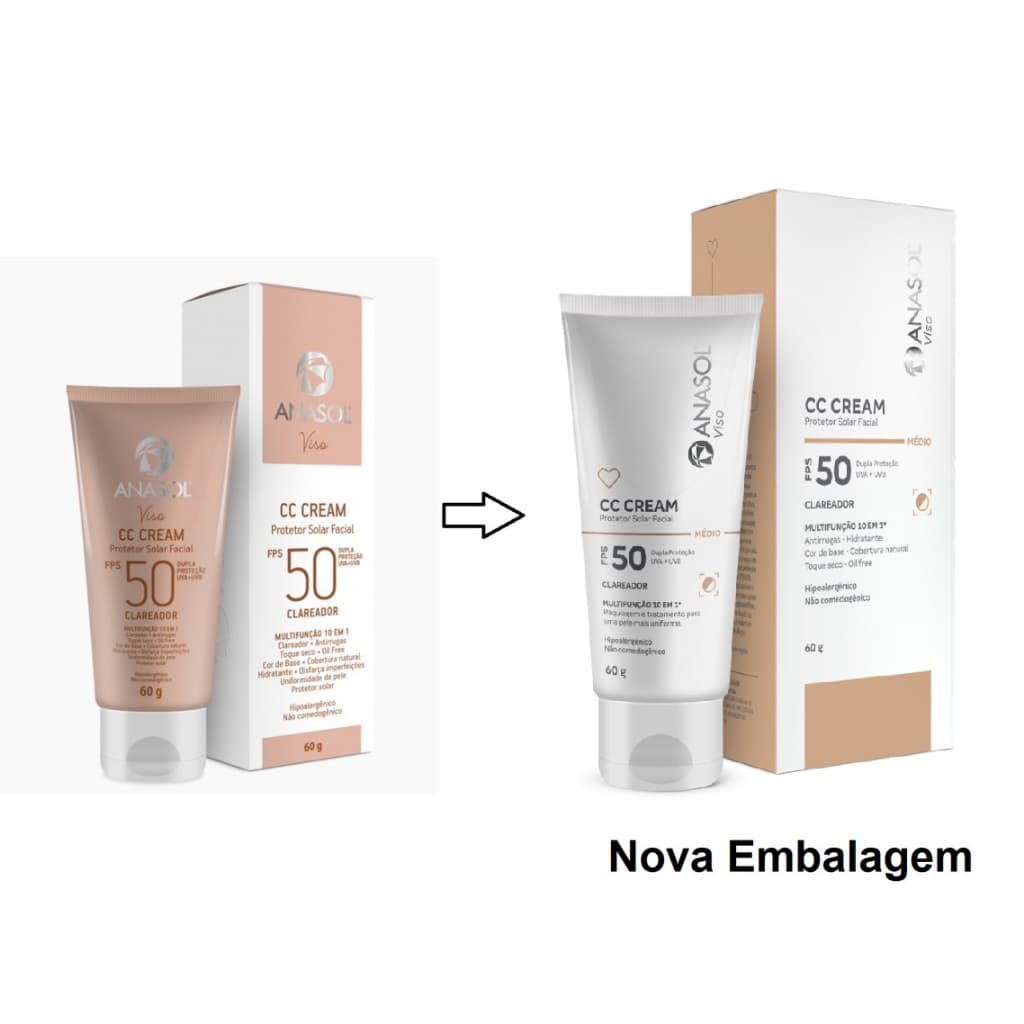 Anasol Viso CC Cream Clareador Facial Médio 60 g FPS 50 - Vegano