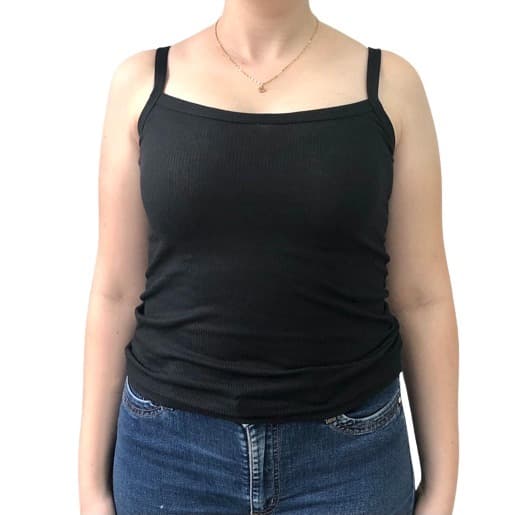 Regata canelada PRETA de alcinha