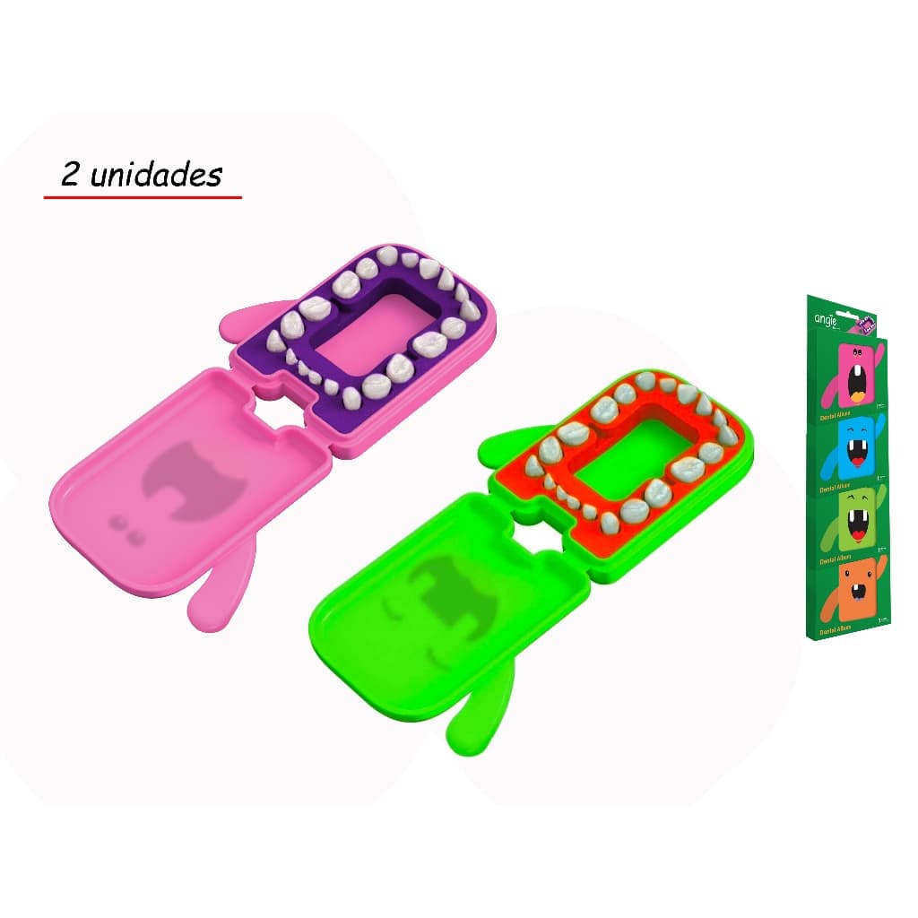 Kit 2 Unidades Estojo Educativo Porta Dentes de Leite - Álbum Infantil Organizador Dental - Promoção
