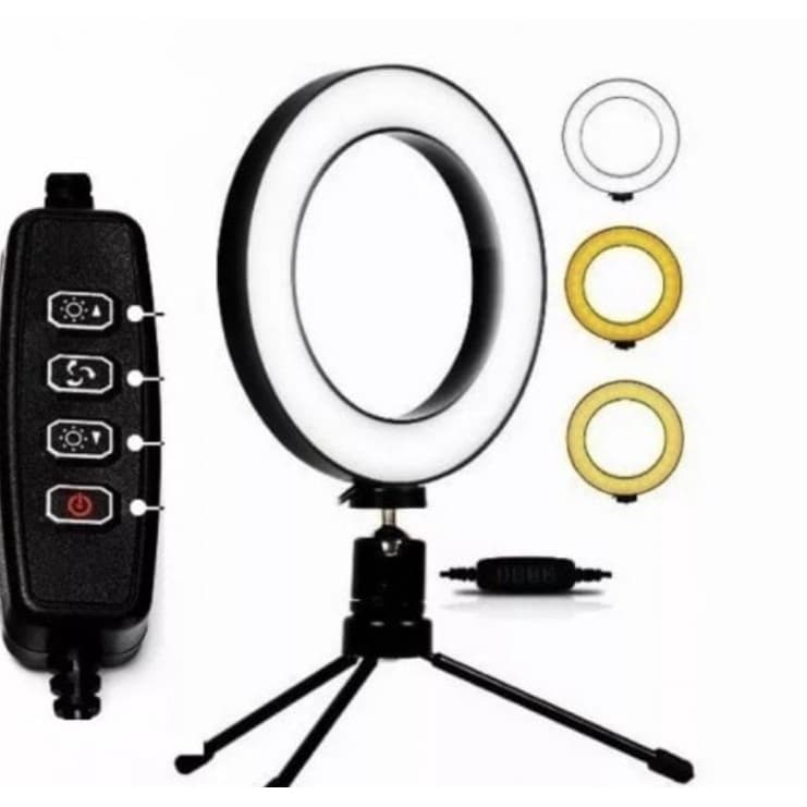 Ring Light Led de Mesa Iluminador Pequena mini Tripé 6 Polegadas