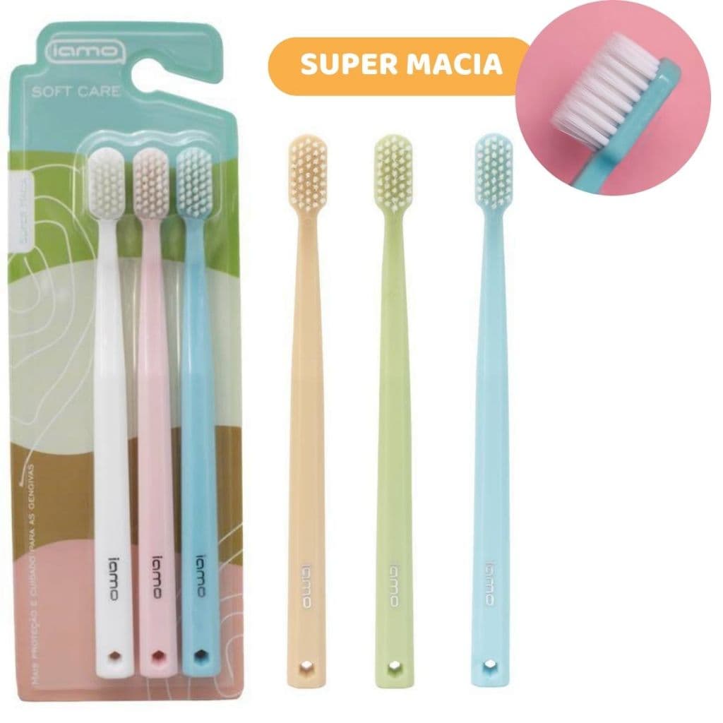 Pack Escovas Dentais Ultra Macias Tons Pasteis Soft Care