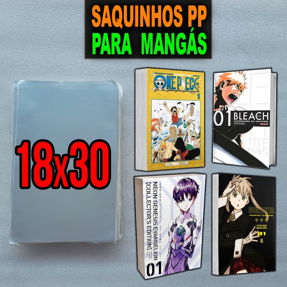 Saquinhos para Mangás e HQs 18x30 - Saquinhos PP Polipropileno Mangá e HQ - 25, 50 e 100 unidades