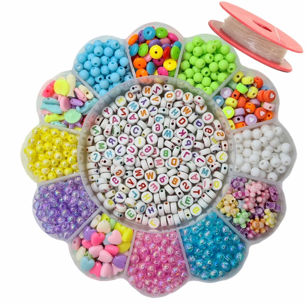 Miçangas Infantil 1850 peças com Maleta Divisória Iniciante