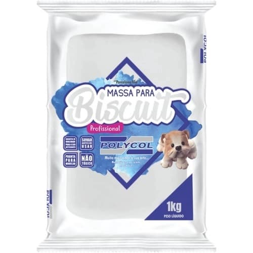 massa de biscuit polycol colorida/branca/natural 1kg