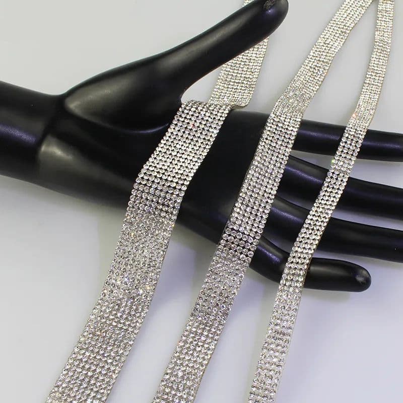 1 ou 3 Metros Fita Tira Strass Aplique Patch Termocolante Bandinha de Chapéu Brilho Cinto