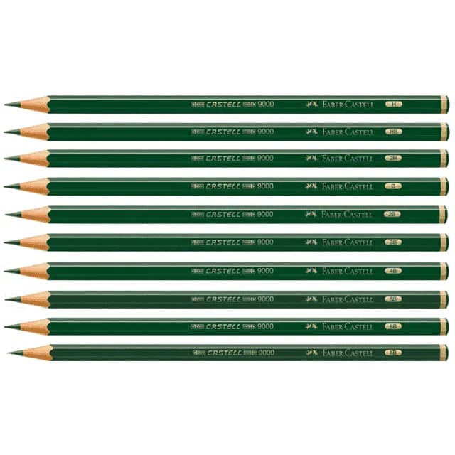 Lápis Faber Castell - Lápis Técnico Regent 9000 B, H, 2H, HB, 2B, 3B, 4B, 5B, 6B, 8B