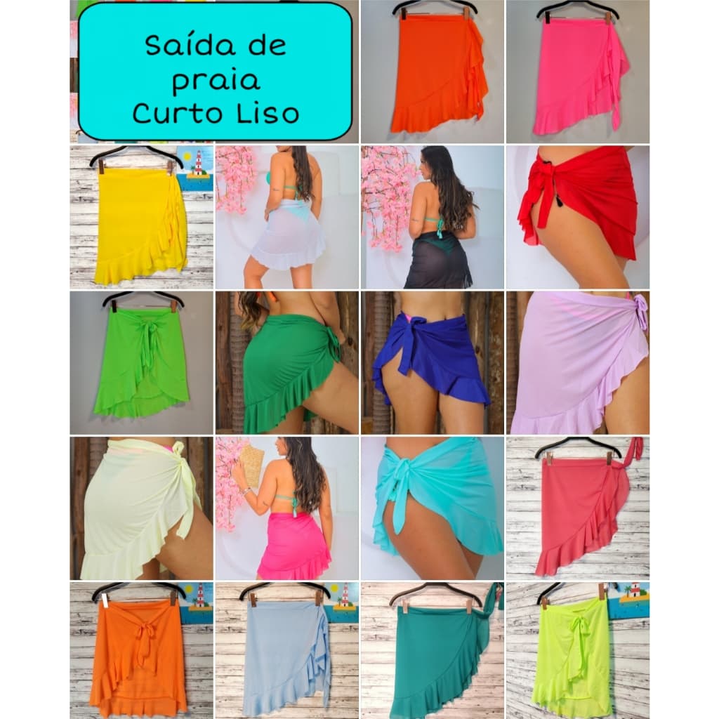 Saída de praia Curta com Babado/Saia Pareo de Amarrar