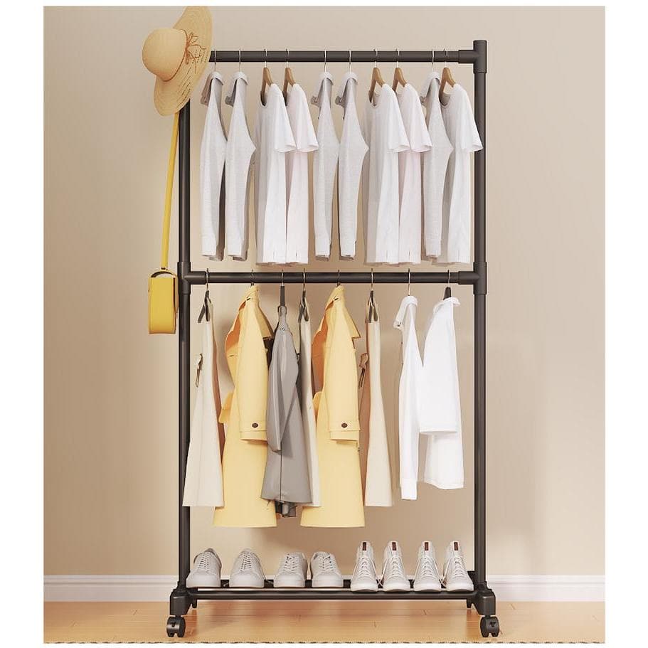 Arara de Multiuso grande Roupas Cabideiro de Chão Closet de rodas móveis Modulado em Aço Carbono