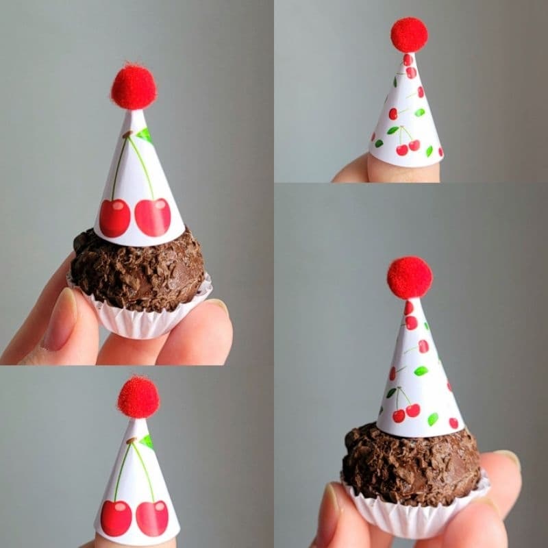 Mini chapéus no tema Cerejas/kit