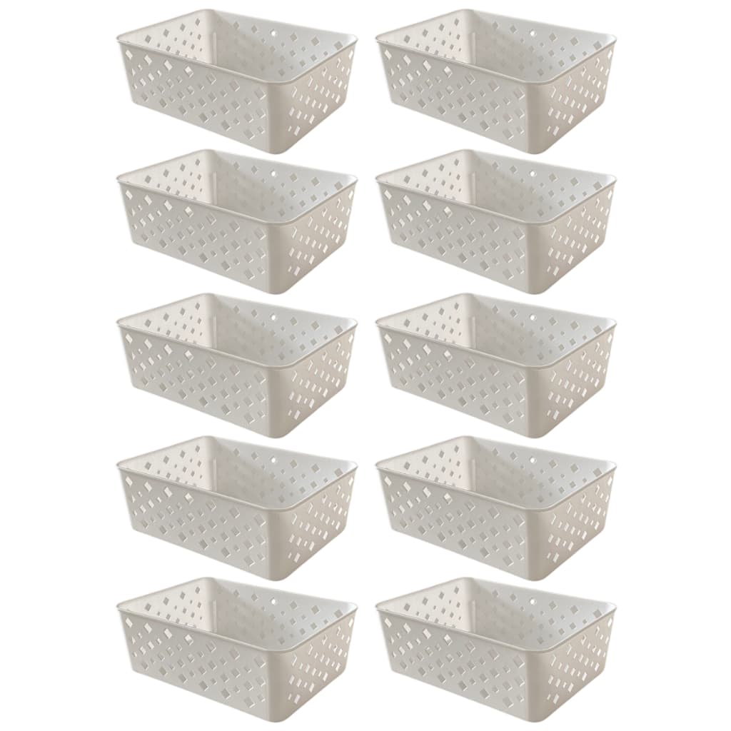 Kit 10 Cestos Organizadores Colorido Multiuso Médio Empilhável Gaveta Armário Lavanderia 19x14x6,5